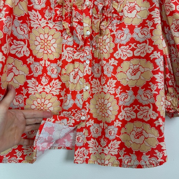 Oliphant Short Sleeve Pintuck Button Down Blouse Size S - Picture 8 of 15